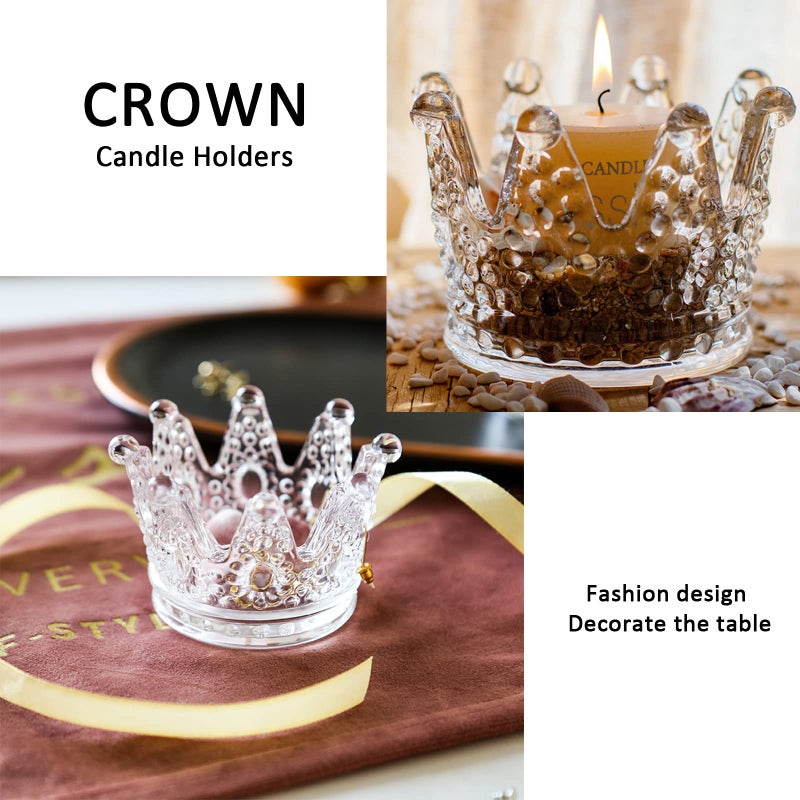 GOLDEAL 12 Pcs Crown Tealight Candle Holders,Votive Candle Holdersï¼ŒClear Glass,IdealHolder for Wedding Centerpieces,Party,Dinner, Christmas Decorations - Image 3